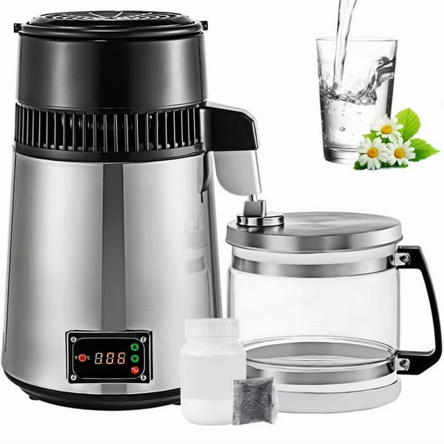 SIHAO 1 Gallon/4 L Water Distiller Machine, 750W Countertop Pure Distilled Water Maker Machine with w/BPA Free Plastic Container for Home Kitchen