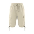 thumbnail image 4 of Hngshg Plus Size Cargo Capris for Women Bow Drawstring Solid Color Casual Pants with Pockets Summer Vacation Workout Pants, 4 of 7
