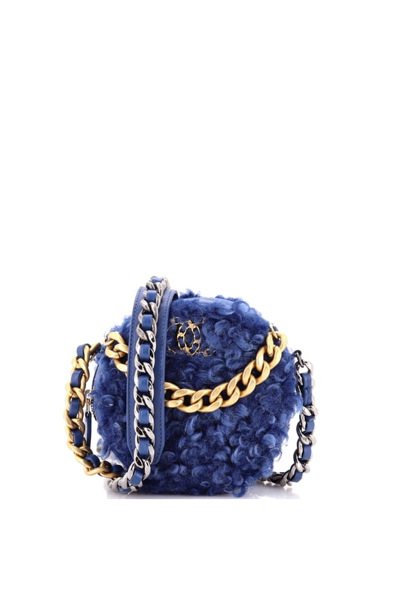 Pre-Owned 19 Round Clutch with Chain Quilted Shearling By Rebag