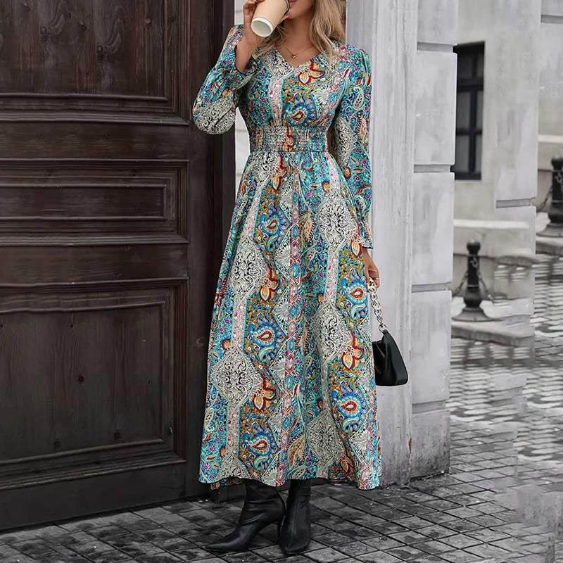 Zoelnic Women's Fall Long Sleeve Maxi Dress Boho Floral Print V Neck Empire Waist A Line Flowy Dresses ZOELNIC Women's Fall Long Sleeve Maxi Dress Boho Floral Print V Neck Empire  Waist A Line Flowy Dresses, M - Walmart.com