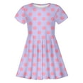 thumbnail image 4 of Toddler Girl Dress Child Girls Summer Polka Dot Print Slim Soft Breathable Short Sleeved Casual Dress Girls' Dresses Light Purple 4 Years-5 Years, 4 of 5