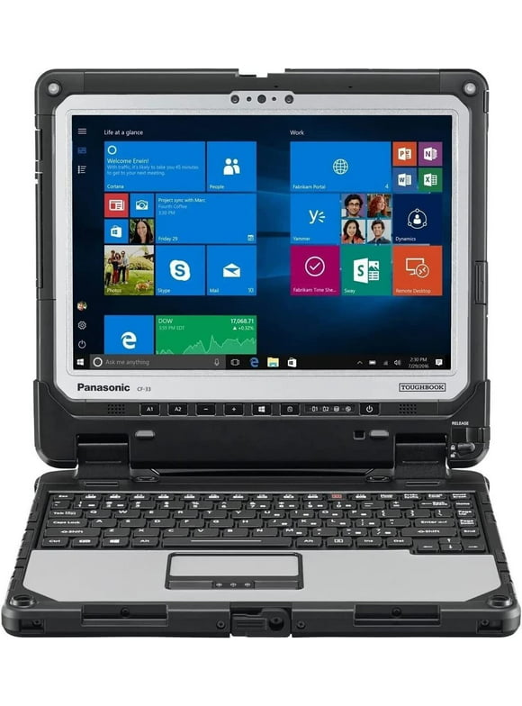 Panasonic Toughbook CF-33 2-in-1 Laptop, Intel Core i5-7300U, 12.0" QHD Multi-Touch+Digitizer, 8GB RAM, 256GB SSD, 4G LTE Multi Carrier, GPS, Infrared Webcam, Win 10 Pro - Used Good Condition