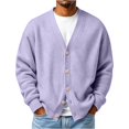 thumbnail image 4 of GSPCLAM Mens Cardigan Sweaters Button Down Waffle Relaxed Sweater Big & Tall Winter Solid Color Long Sleeve Casual Sweater Purple 3XL, 4 of 5