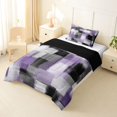 thumbnail image 2 of Homewish Watercolor Grid Twin Comforter Sets,Vintage Abstract Bedding Set,Purple,Black Reversible,2pcs,1 Comforter and 1 Pillowcase, 2 of 7