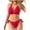 Red, variant on Womens High Waisted Bikini Sets, Modest Tummy Control Swimsuits, 2 Piece Bathing Suits Mesh Swim Shorts
