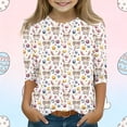 thumbnail image 2 of ZVAVZ Girls Easter Shirt Toddler Bunny Graphic Tees Kids Girl Summer 3/4 Sleeve Tops Funny Rabbit Easter T Shirts for Back To School Multicolor,3-4Years, 2 of 5