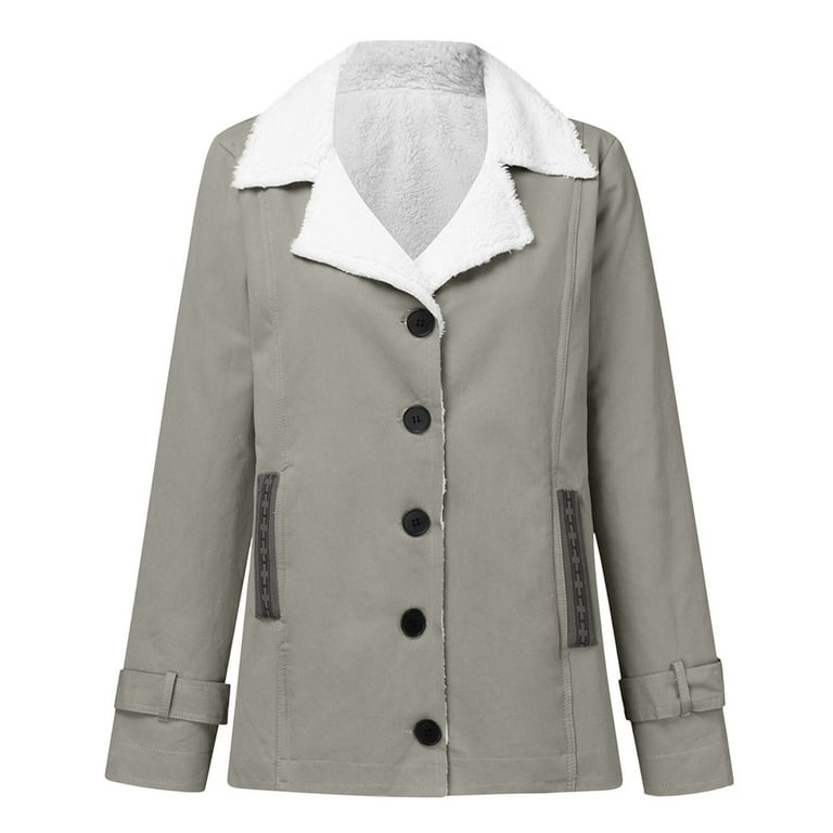 Winter Coats for Women Womens Ladies Warm Winter Teddy Bear Coat Jacket Color Matching Outwear Teddy Coats for Women Polyester Grey S