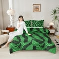 thumbnail image 4 of Manfei Animal Print 2pcs Bedding Comforter Set for Female Men Teens,Black Green Twin Comforter Sets,Abstract Geometric Breathable Bedding Set,Ultra Soft Home Decor,Reversible, 4 of 8
