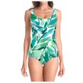 thumbnail image 1 of Aayomet Maillot de Bain Femme à Blocs de Couleur, Col Rond, Contrôle du Ventre, Rembourré, E L, 1 of 3