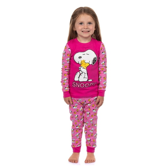 Peanuts Pajamas Toddler Girls' Snoopy and Woodstock Tight Fit Sleep Set