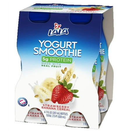 LALA Drinkable Yogurt, Strawberry Banana Cereal, 7 Oz., 4 Count