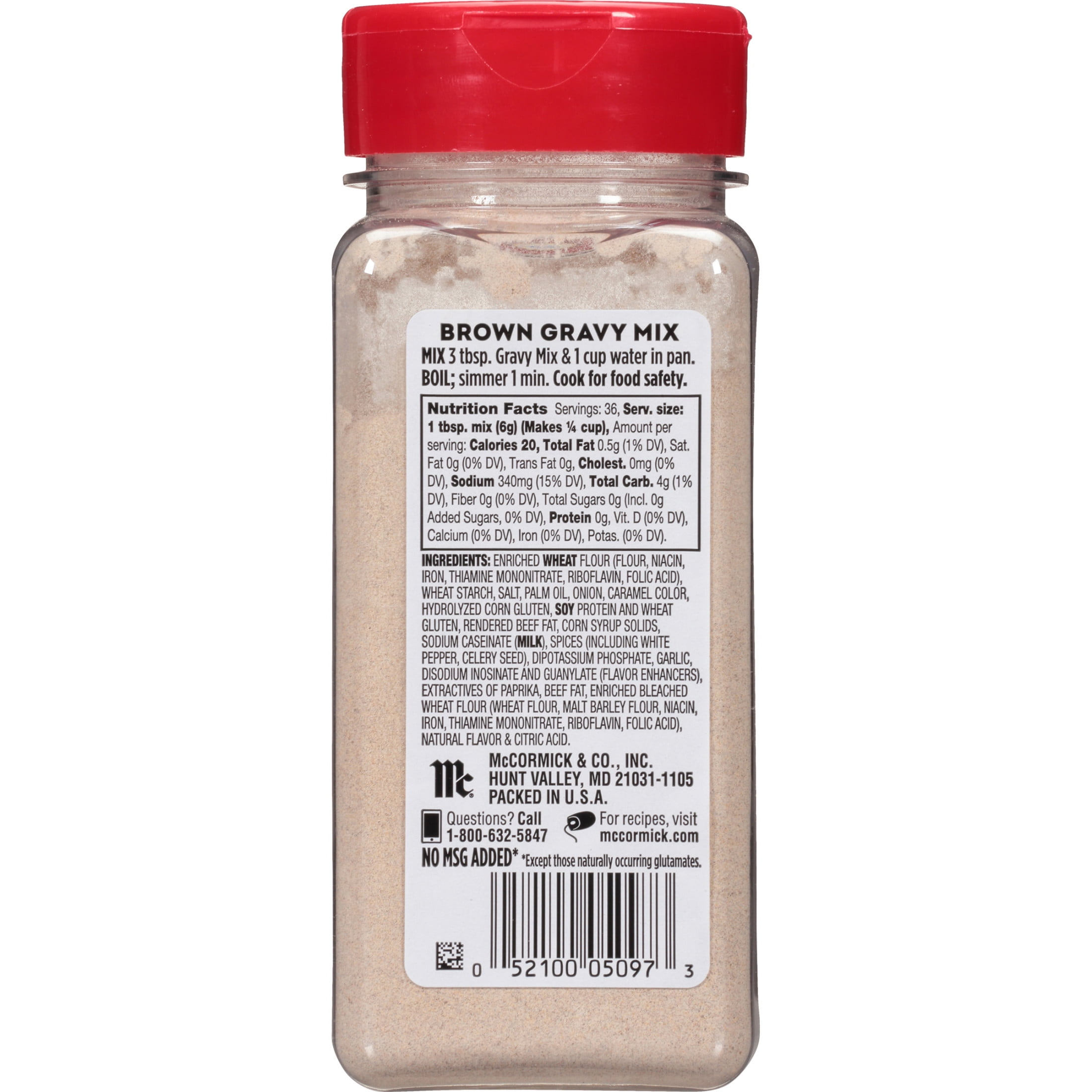 (6 pack) McCormick No Artificial Flavors Brown Gravy Seasoning Mix, 7.62 oz Bottle
