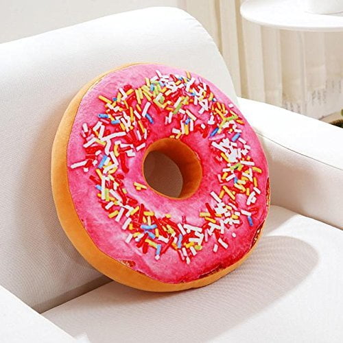 3D Donut Pillow Cosy Seat Back Stuffed Cushion Doughnut Throw Pillow Plush Toy for Living Room Bedroom Home Decor 40cm (rainbow