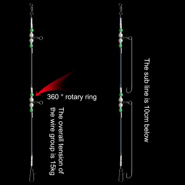 Linea De Giratorios Luminosos Tmvgtek Conector Giratorio De Pesca De Línea Giratoria De Pesca Luminosa De 360 Grados (110 Cm)