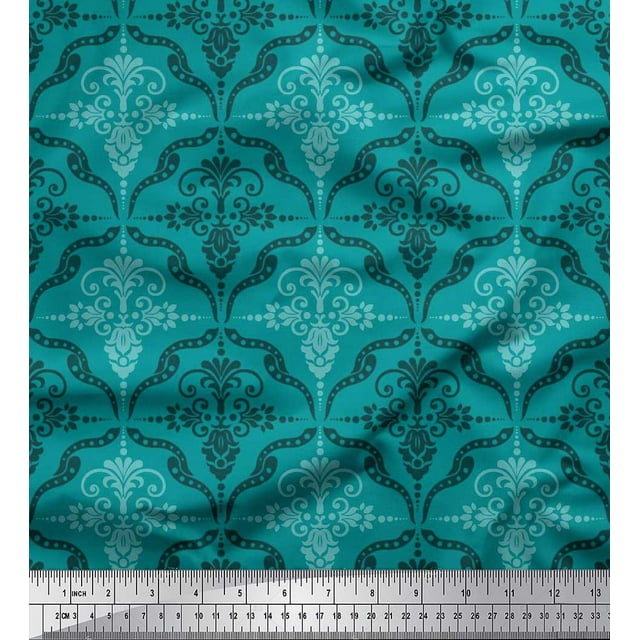 Soimoi Tissu Popeline de Coton Filigrane Damas Imprimé Tissu au Mètre 42 Pouces de Large