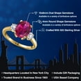 thumbnail image 2 of Gem Stone King 3.50 Ct Red Created Ruby White Created Sapphire 18K Yellow Gold Plated Silver Ring, 2 of 6