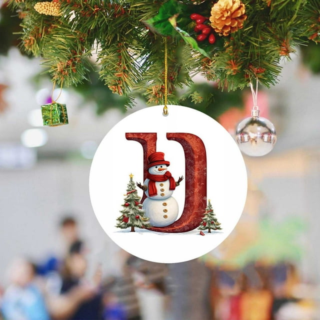 Christmas 2024 Ornament with Letter, Custom Name Christmas Ornament Gifts for Sister Brother, Personalized Alphabet Keepsake Hanging Xmas Tree, Customized Initial Letter Xmas Ornament Present