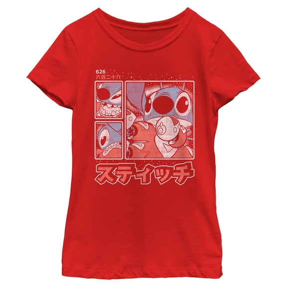Girls Lilo & Stitch Stylized Ohana means Family Quote T Shirt