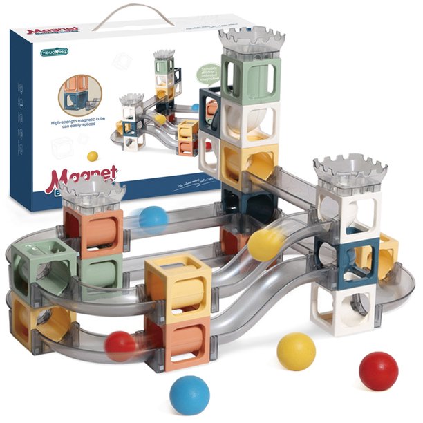 Muyoka 41PCS Bloques magnéticos Tubería de carrera de mármol Bloques magnéticos Desarrollo Concentración Tubería Bloques magnéticos Muyoka Hogar