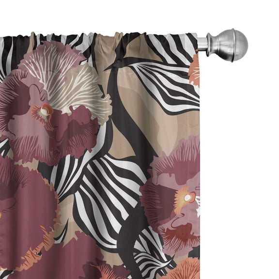 Ambesonne Floral Curtains, Botanical Vintage Nature, Pair of 28"x63", Dried Rose and Warm Taupe
