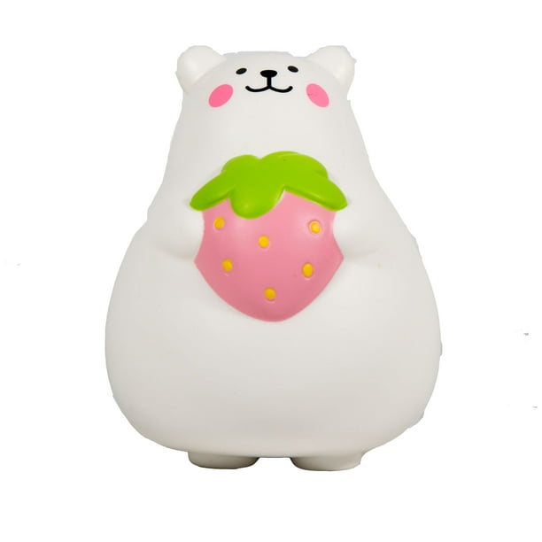 IBloom Marshmallow Bear Squishy Mr White Holding a Strawberry