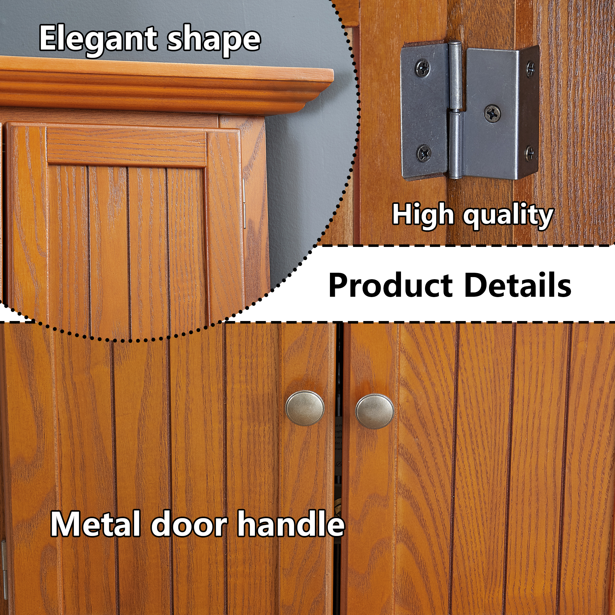MDQMD 72'' Tall Corner Cabinet with Doors for Living Room, 4 Tier Pantry Cabinet for Kitchen Hallway,Oak