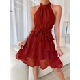 thumbnail image 2 of EASYBRAUS Women Halter Lace Tiered Summer Dress Sleeveless Elegant Party Dress, 2 of 6