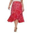 thumbnail image 2 of Beautybatik Fuchsia Women Batik Floral Print Long Flowy Pleated Elastic High Low Ruffle Skirt 3X, 2 of 5