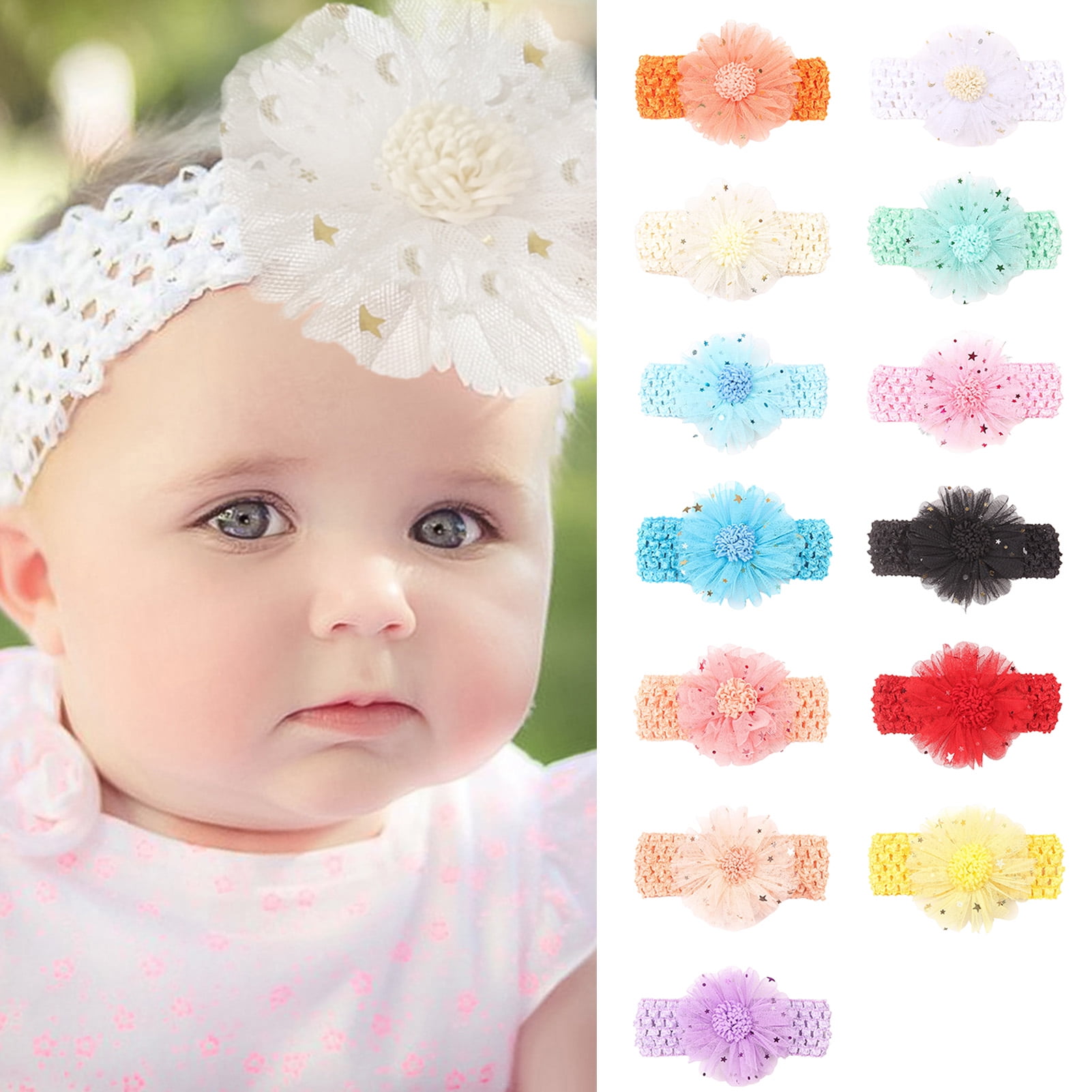 Yesbay 2 Pcs Baby Headband Sequins Design Lace Mesh Flower Shape Attractive  Adorable Decorative Soft Summer Princess-style Infant Girl Hair Band  Household Supplies 