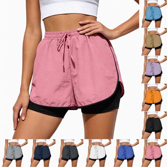 Mnuaqn Women Running Shorts Flowy Pleated Athletic Shorts Summer High Waisted Tennis Sporty Workout Gym Shorts (Black, L)