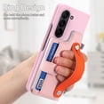 thumbnail image 3 of for Samsung Galaxy Z Fold 6 Wallet Case with S Pen Slot & Wristband Bracket, Built-in Tempered Glass Screen Protector Card Holder Anti-drop Matte Skin Friendl Hard PC Shockproof Cover, Pink, 3 of 8