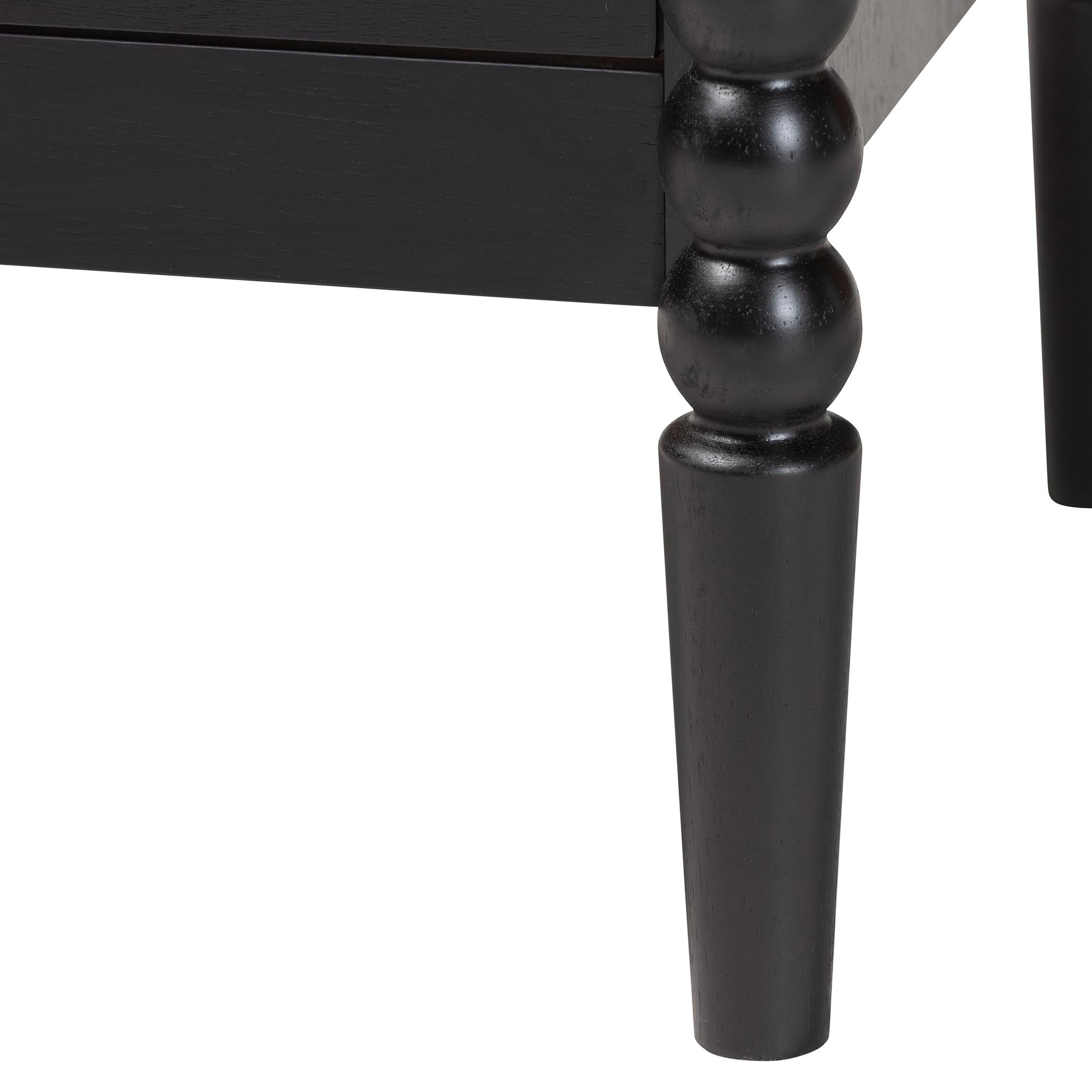 Baxton Studio Lucera Mid-Century Nightstand, 2-Drawer, Black