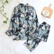 thumbnail image 1 of Pijama de viscosa de manga larga para mujer, traje de dormir largo de talla grande 3XL, ropa de dormir para el hogar, primavera y verano, 100%, 1 of 4