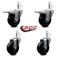 thumbnail image 2 of 4 Hard Rubber Swivel 7/16 Inch Grip Ring Stem Caster Set 2 Total Lock Brakes, 2 of 2