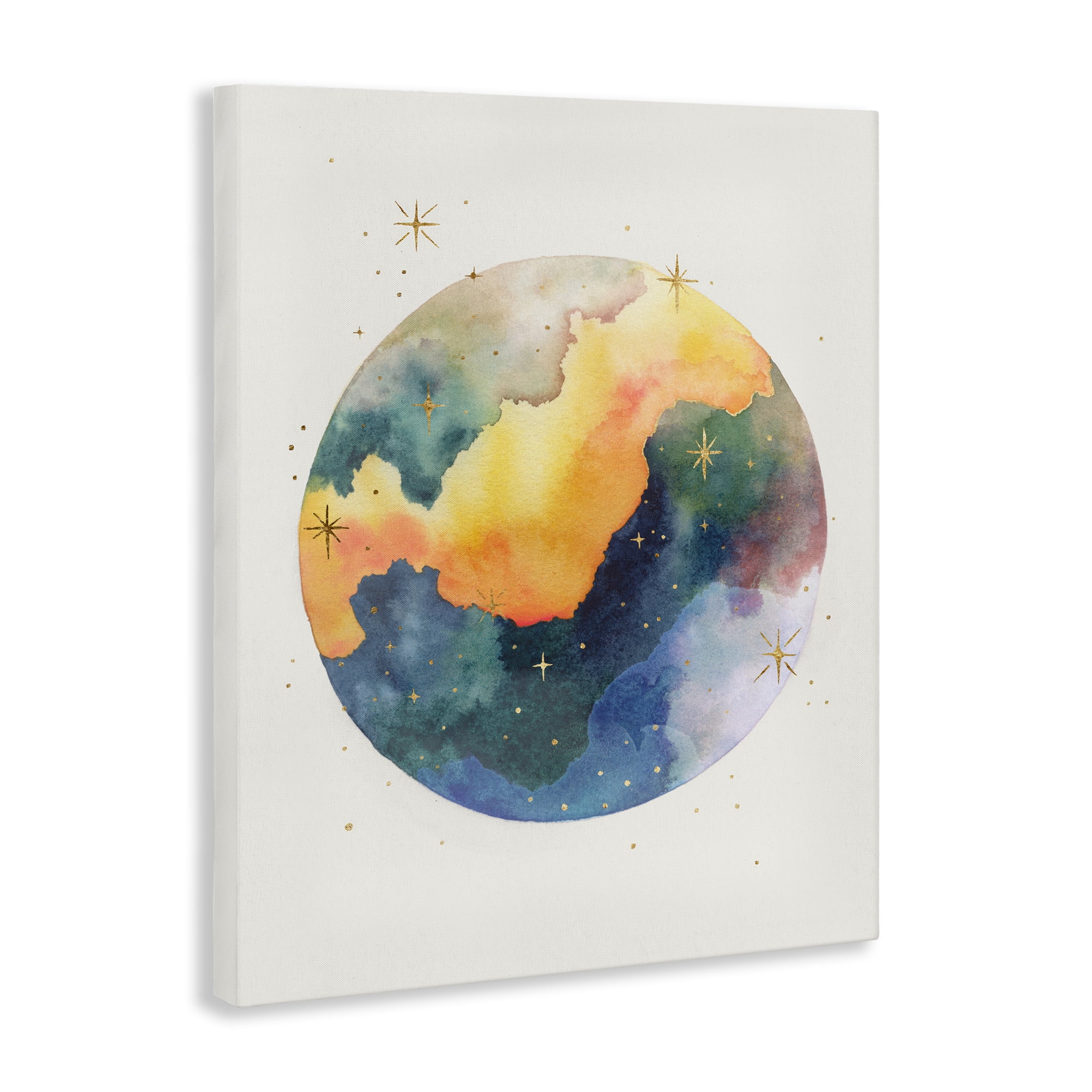 Stupell Industries Nebula & Stars Watercolor STEM Painting Wrapped Canvas Art Print Wall Art, 36 x 48