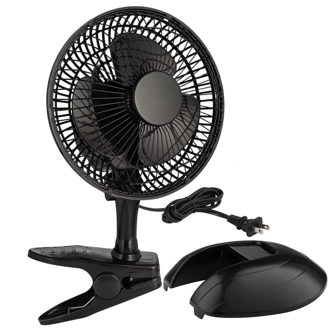 Ventilador con clip RamPro, portátil, 6 pulgadas, 2 velocidades, negro