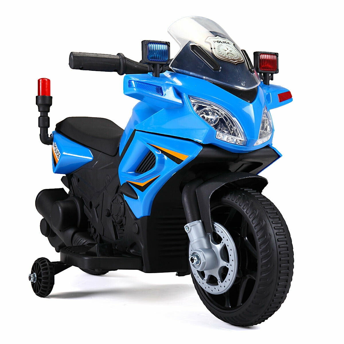 Blue 6V Kids Ride On Motorcycle Battery Powered Electric Toy W/ Training Wheels 