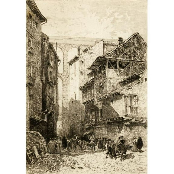 Segovia Spain in The 18th Century From A Painting by A.H.H. Murray Engraved by H. Manefse Poster Print, 12 x 18