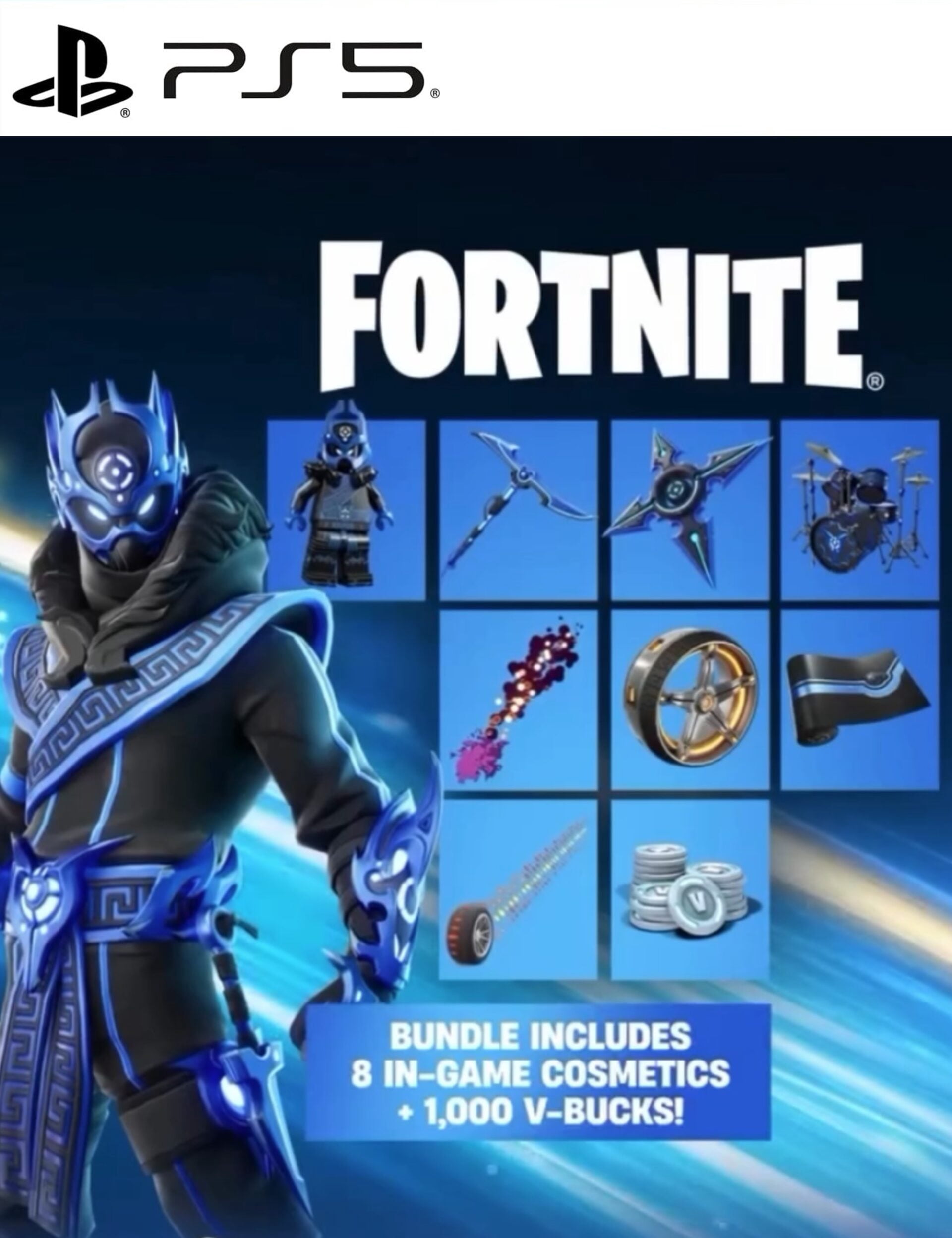 PlayStation 5 Pro Digital Edition Fortnite Cobalt Star Bundle and Mytrix 8K HDMI Ultra High Speed Cable - White, Flagship Pro PS5 2TB PCIe SSD Gaming Console