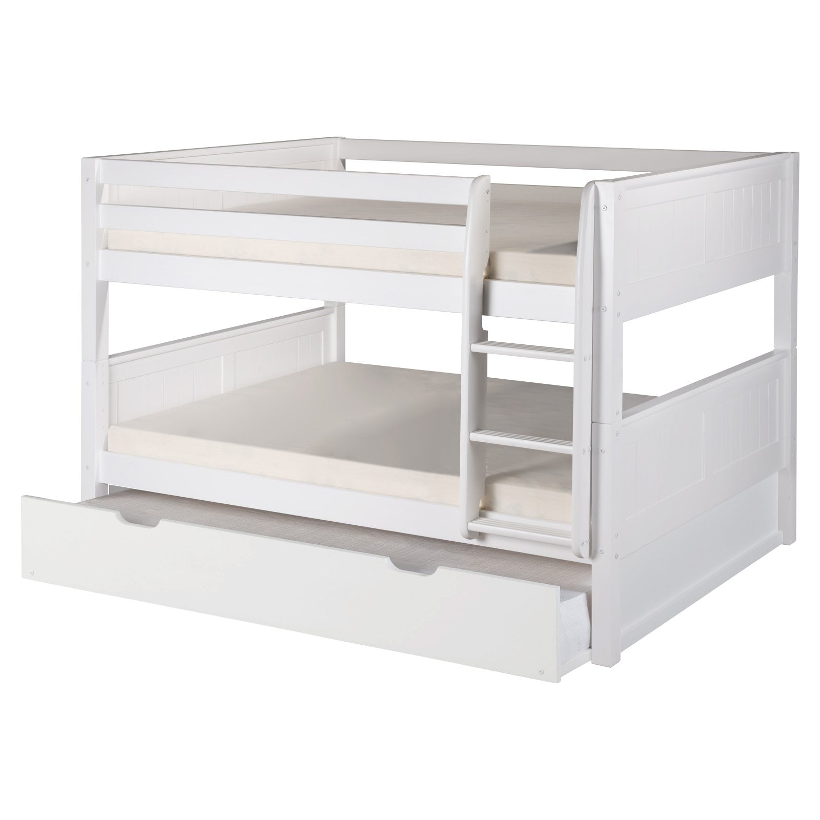 Camaflexi Full over Full Low Bunk Bed with Twin Trundle Panel