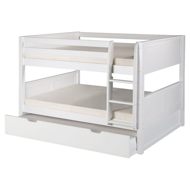 Camaflexi Full over Full Low Bunk Bed with Twin Trundle Panel