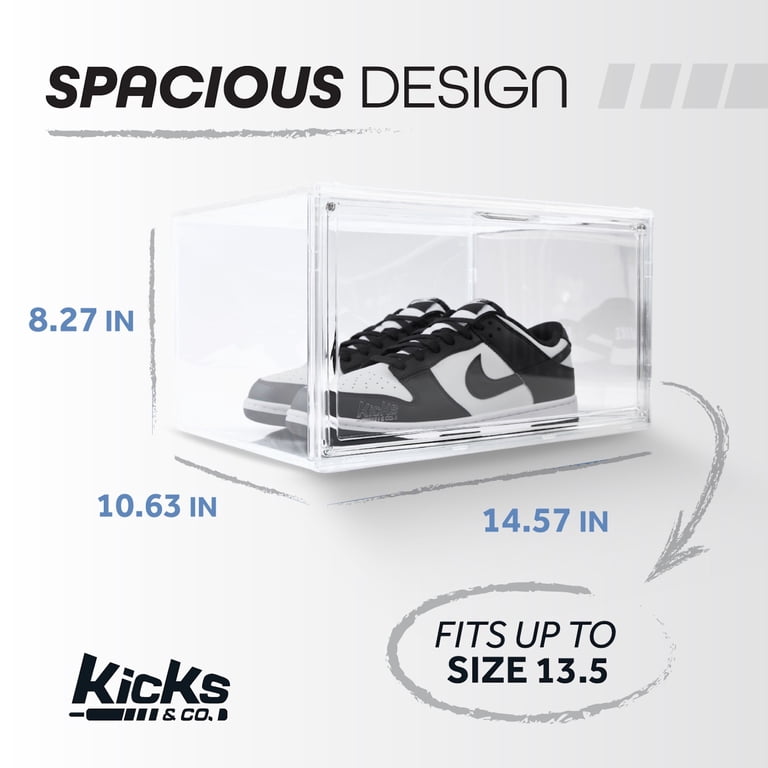 Kicks & Co XL Clear Plastic Shoe Storage Box, Stackable with Lids