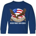 thumbnail image 3 of Inktastic Memorial Day- Never Forget Our Heroes- Bald Eagle Long Sleeve Youth T-Shirt, 3 of 5