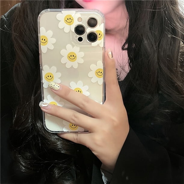 Funda de teléfono con soporte de flor de sol 3D bonita coreana para iPhone 14 11 12 13 Pro XS Max X XR 7 8 Plus, funda protectora suave con margaritas divertidas Tan Jianjun unisex