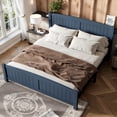 thumbnail image 2 of Bellemave King Size Bed Frame, Wood Platform Bed with Headboard and Footboard, Farmhouse Style King Bed Frame with Support Slats and Strong Structure, No Box Spring Needed-Blue, 2 of 8