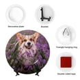 thumbnail image 4 of Kdxio Dog in Lavender Flowers Bone China Decorative Plate Ceramic Decorative Plate for Home Office Wall Stand Decorative Plates for Home Bedroom-8in, 4 of 6