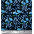 thumbnail image 1 of Soimoi Black Cotton Duck Fabric Flower & Leaves Watercolor Print Fabric by the Yard 42 Inch Wide, 1 of 1