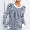 thumbnail image 4 of Aqestyerly Cardigans Tricotés pour Femmes Chandail Col Rond Coloré Manches Longues Rayé Chaud, 4 of 8