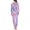 thumbnail image 3 of Renewold Warm Pajamas for Women Lady Purple Liquid Marble Print Pajamas Sets Long Sleeve Crew Neck Nightwear Casual Holiday Sweatpants Size XS, 3 of 5