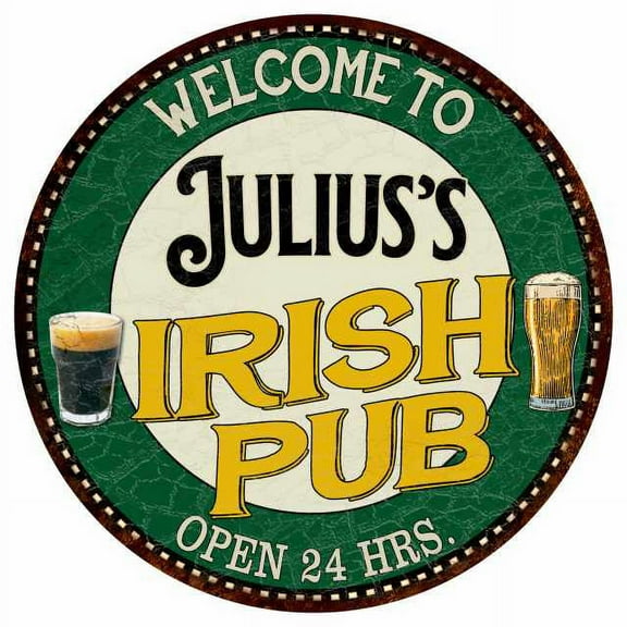 Julius's Irish Pub 14" Round Metal Sign Kitchen Bar Wall Décor 100140036310